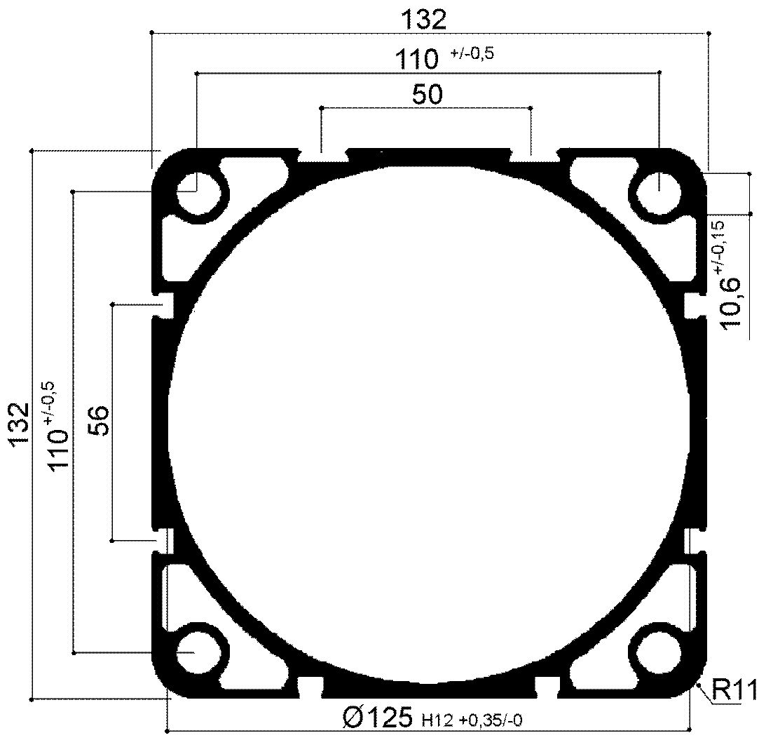 cilindri pneumatici ISO 15552 ex 6431 diametro 125: profilo in alluminio