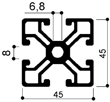 profilo in alluminio modulare 45x45